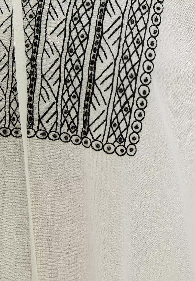 Bohemian Blouse with Embroidery Detail Long Sleeve
