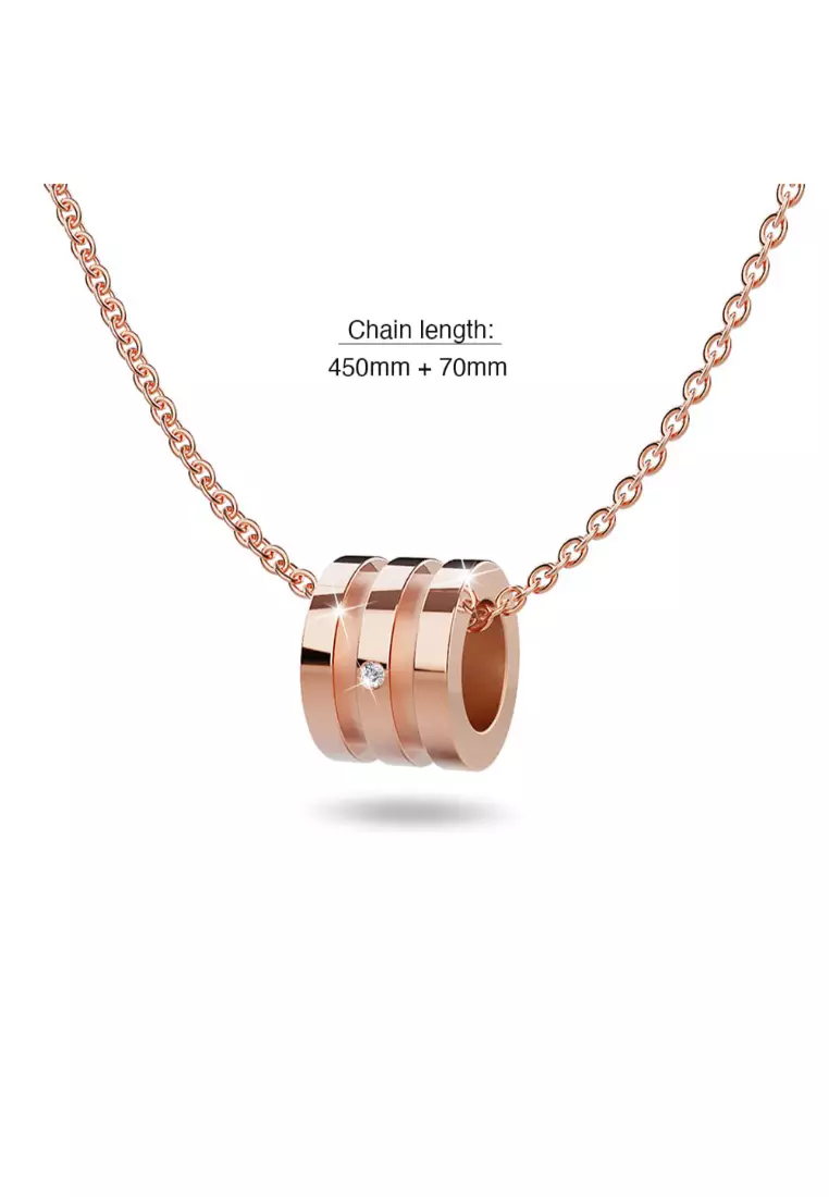 Barrel Slider Pendant Necklace in Rose Gold Plated Titanium with Genuine 0.005ct Diamond