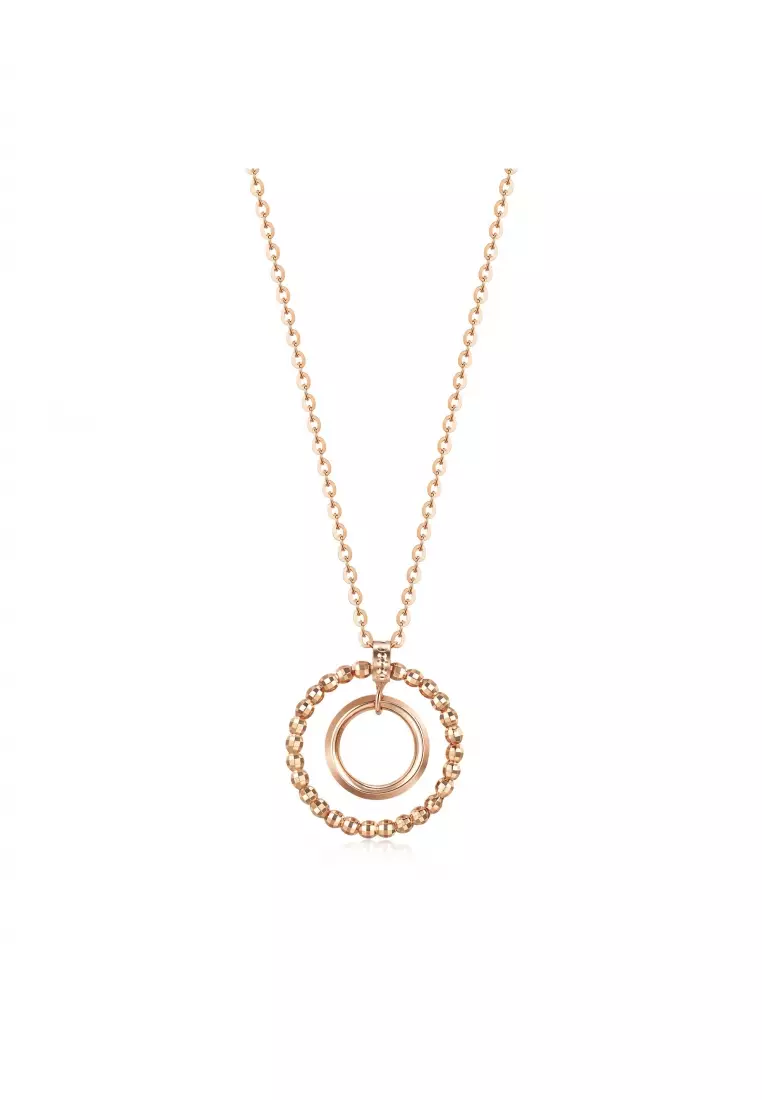 Delicate Gold 18K Rose Gold Cute Hoop Necklace for Women 92692N