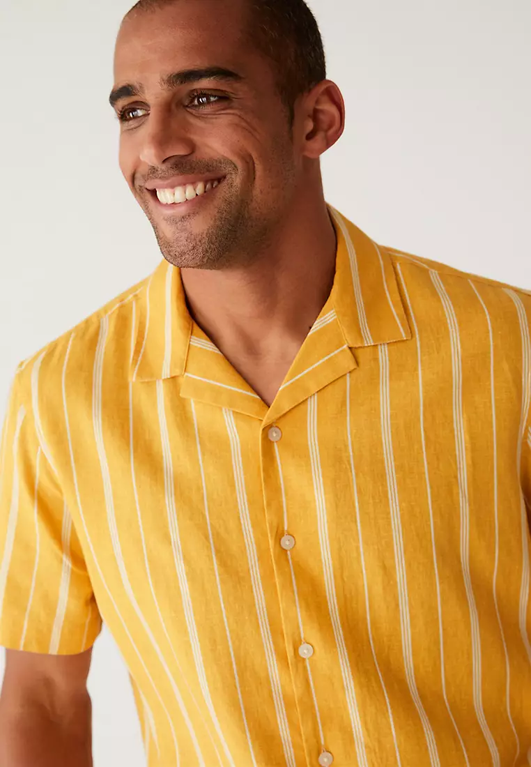 Linen Blend Striped Shirt