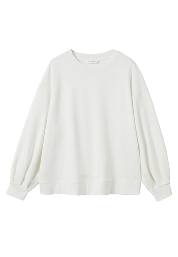 MANGO KIDS white Oversize Cotton Sweatshirt CA61AKABE53229GS_1