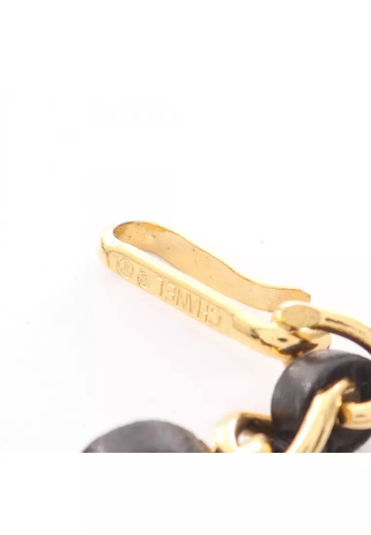 Buy CHANEL Pre-Loved Chanel coco mark chain belt GP leather black
