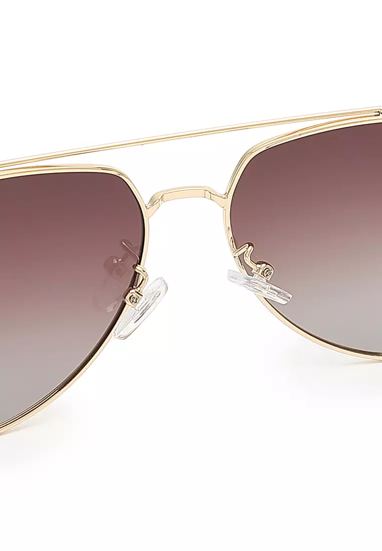 Unisex Polarized Aviator Sunglasses (Kacamata Hitam) - Emas / Cokelat