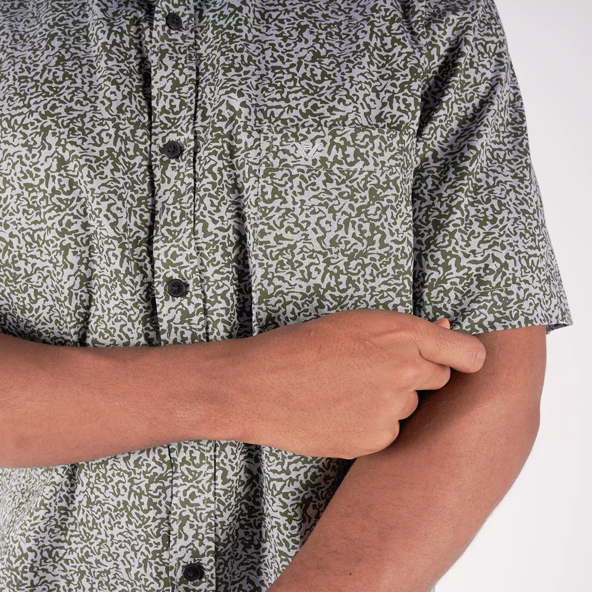 Kemeja Lengan Pendek Ethan White Print Olabri Grey