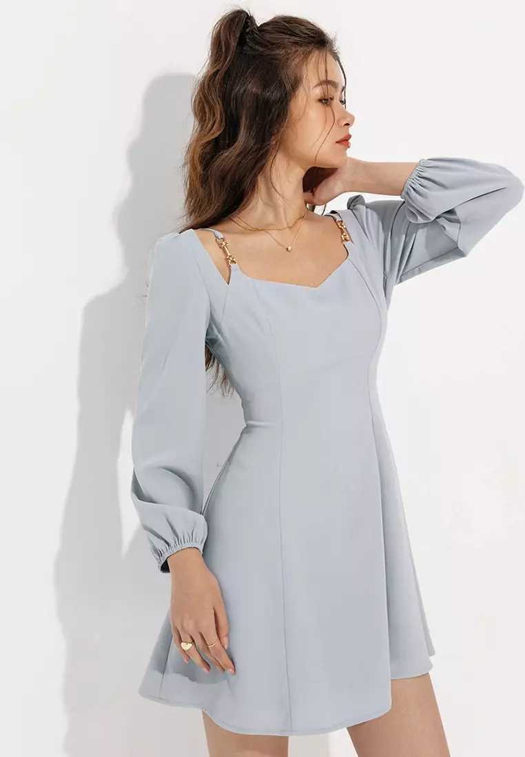 Puff Sleeve Square Neck Mini Dress