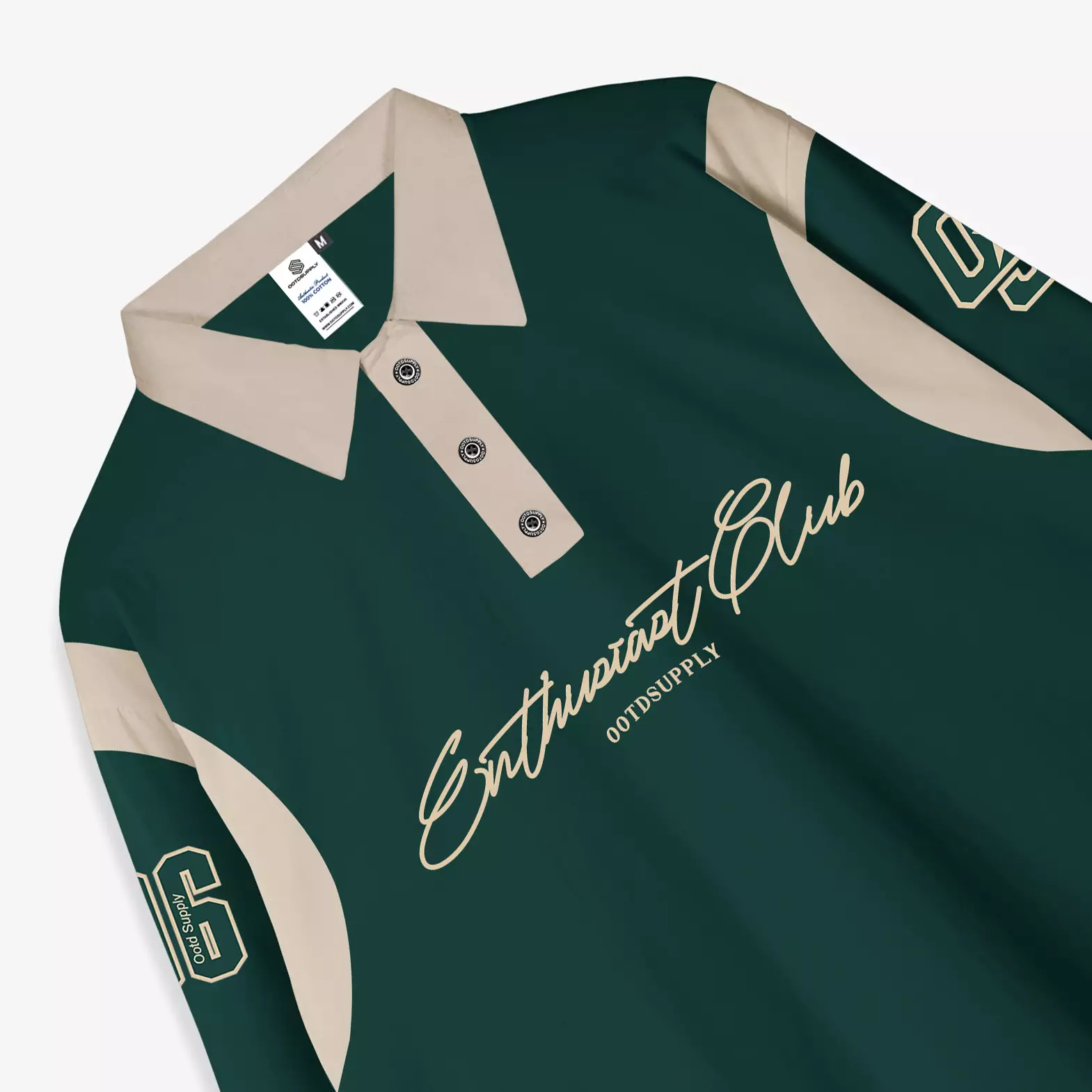 OOTDSUPPLY Longsleeve Polo Rugby Regular Infinite 96 Green Mocca l Shirt Lengan Panjang l Kaos Kerah I Kaos Salur LSRB005