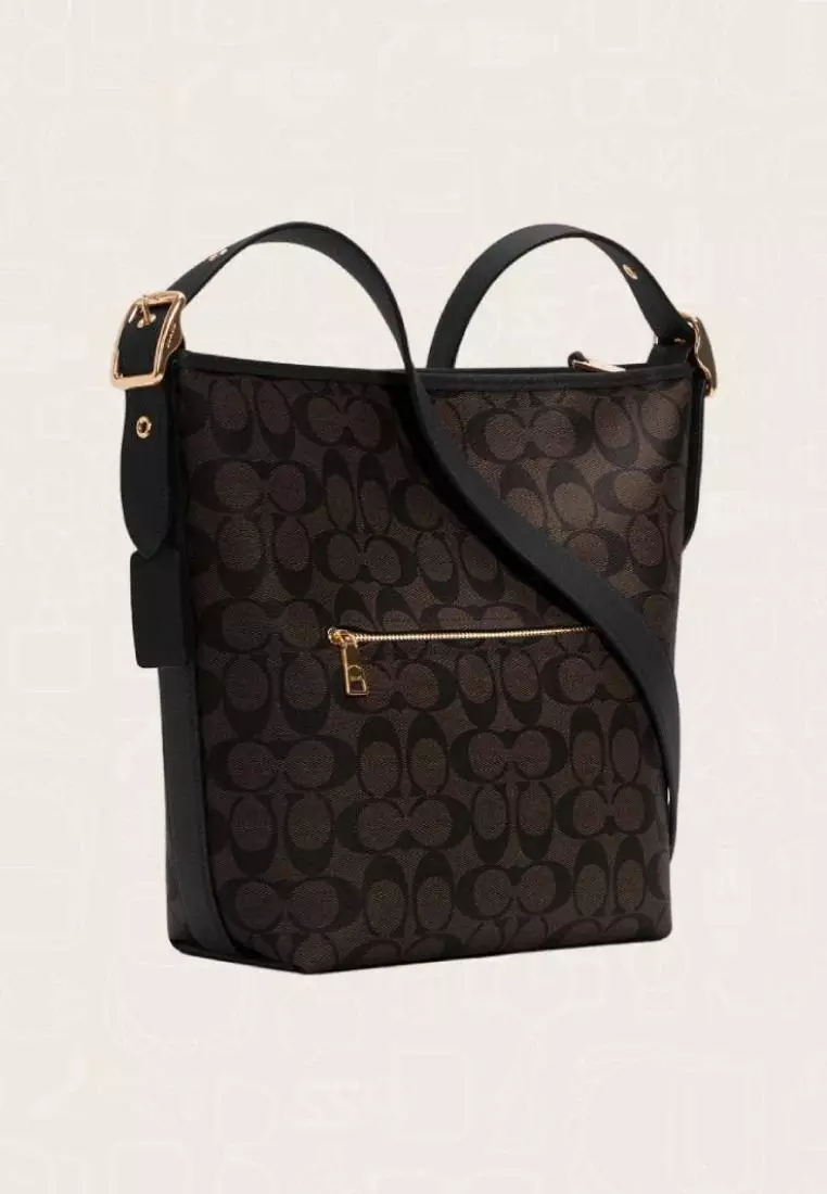 Coach Val Duffle In Signature Canvas Brown Black