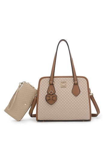 Swiss Polo beige 2 in 1 Ladies Quilted Bag 411F4ACAE831D1GS_1