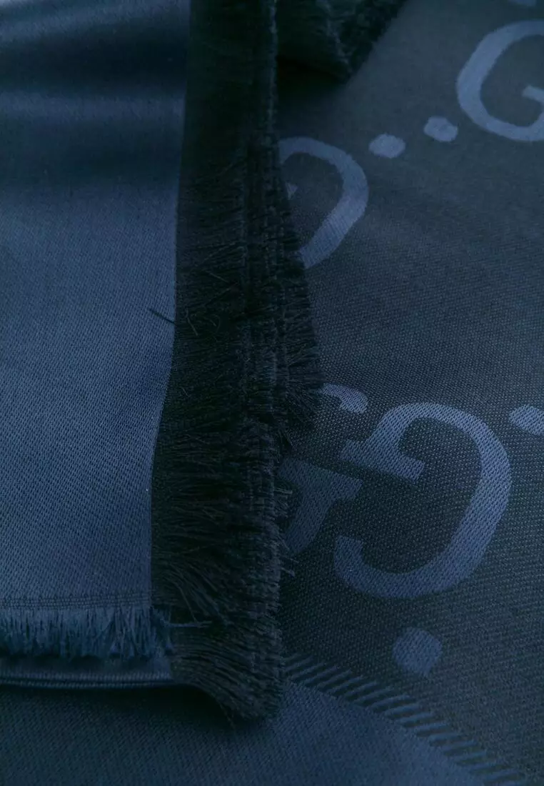 Gg Jacquard Silk Wool Shawl Scarf