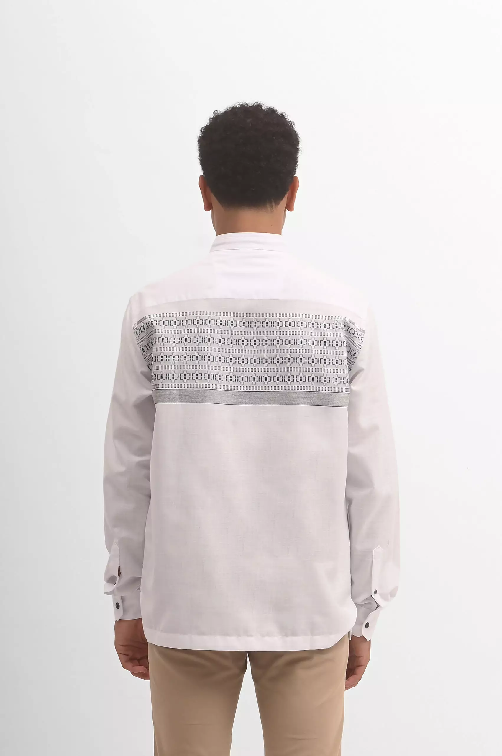 MANZONE Kemeja Koko Lengan Panjang Pria NIZAM - WHITE