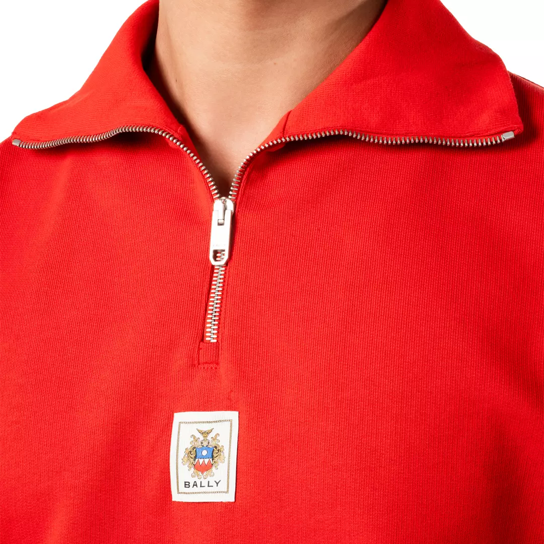 Half Zip Sweatshirt in Cotton - Red