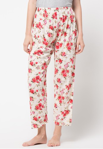 Pant Pajamas With Flowers Printed Red
