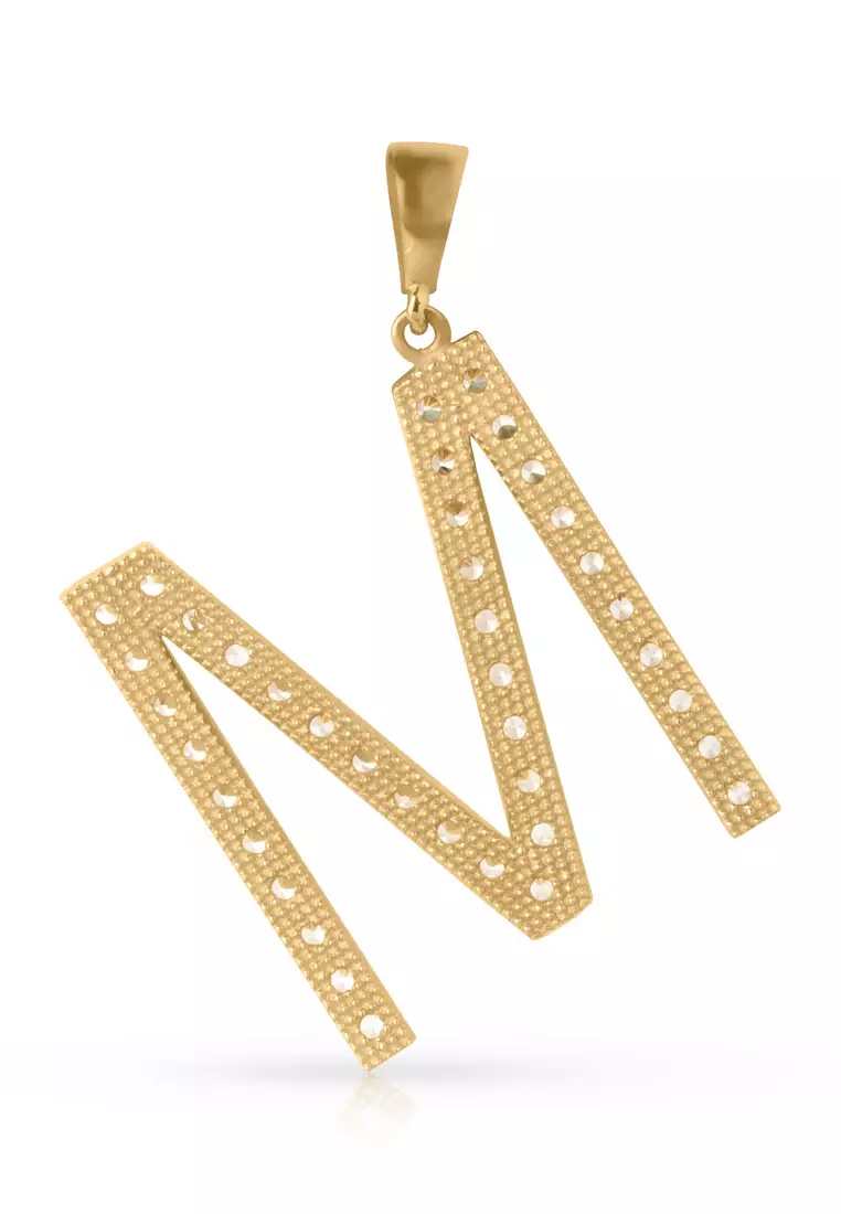 Pave M Letter Pendant 14k Gold