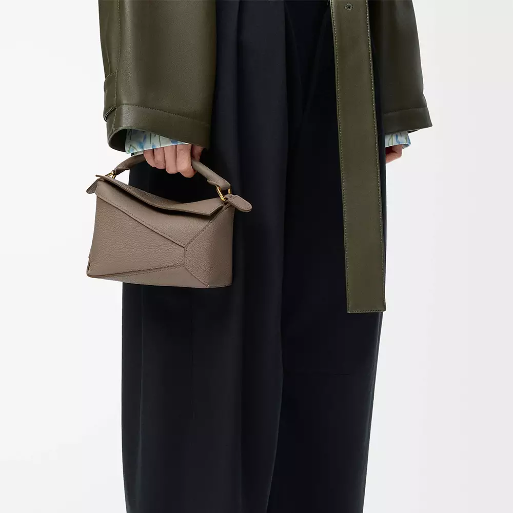 Mini Puzzle Edge Bag In Soft Grained Calfskin Taupe Ghw