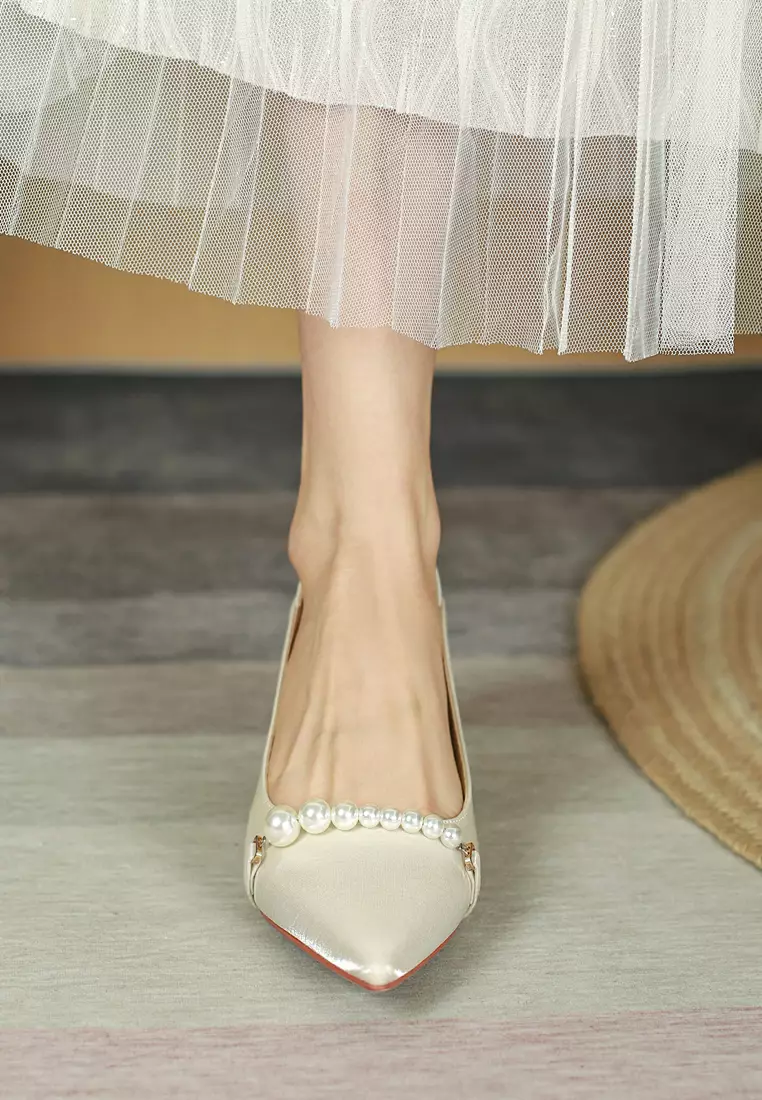 5CM Pearl Chain Synthetic Leather Pumps 2046-9