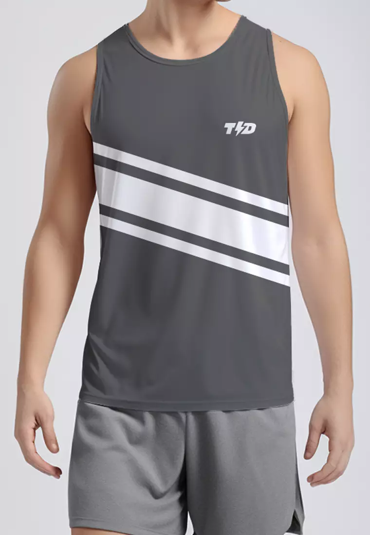 MSA90 Kaos Kutung Lari Tank Top Pria 3lines Td Bolt abu