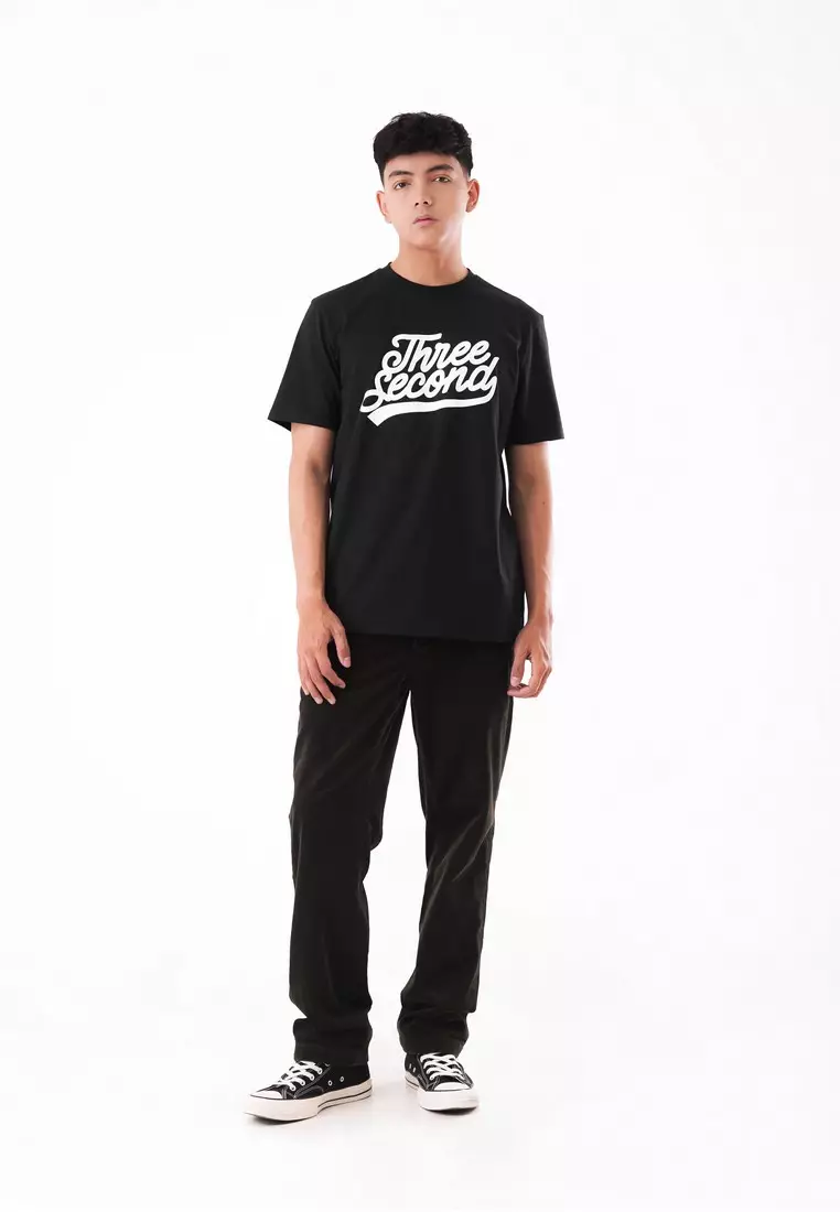 3Second Men's T-Shirt Short Sleeve Cotton Typography OL-C381223