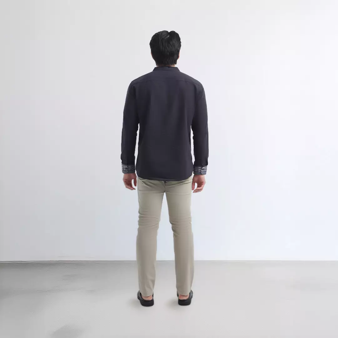 Platini Kemeja Pria Koko Shanghai Lengan Panjang Black 961358.04