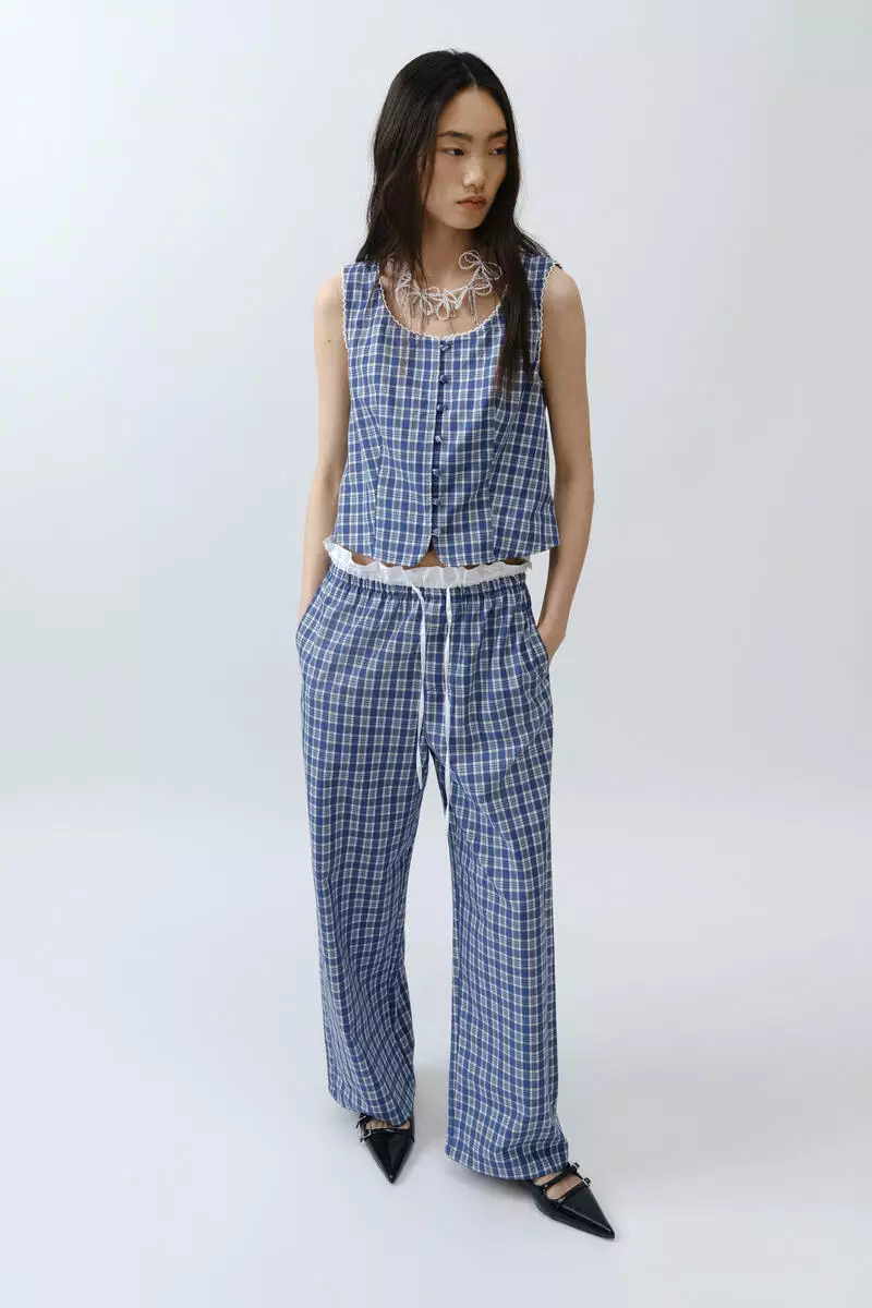 Double-waistband drawstring trousers
