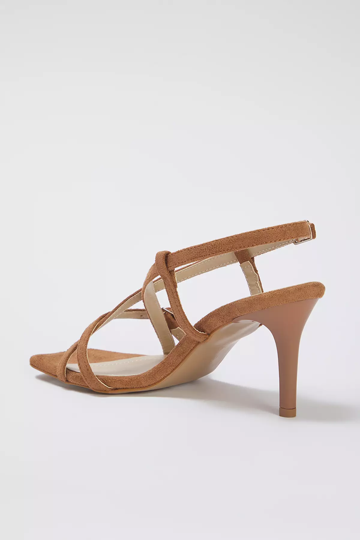 Faux Suede Strappy Square Toe Heels