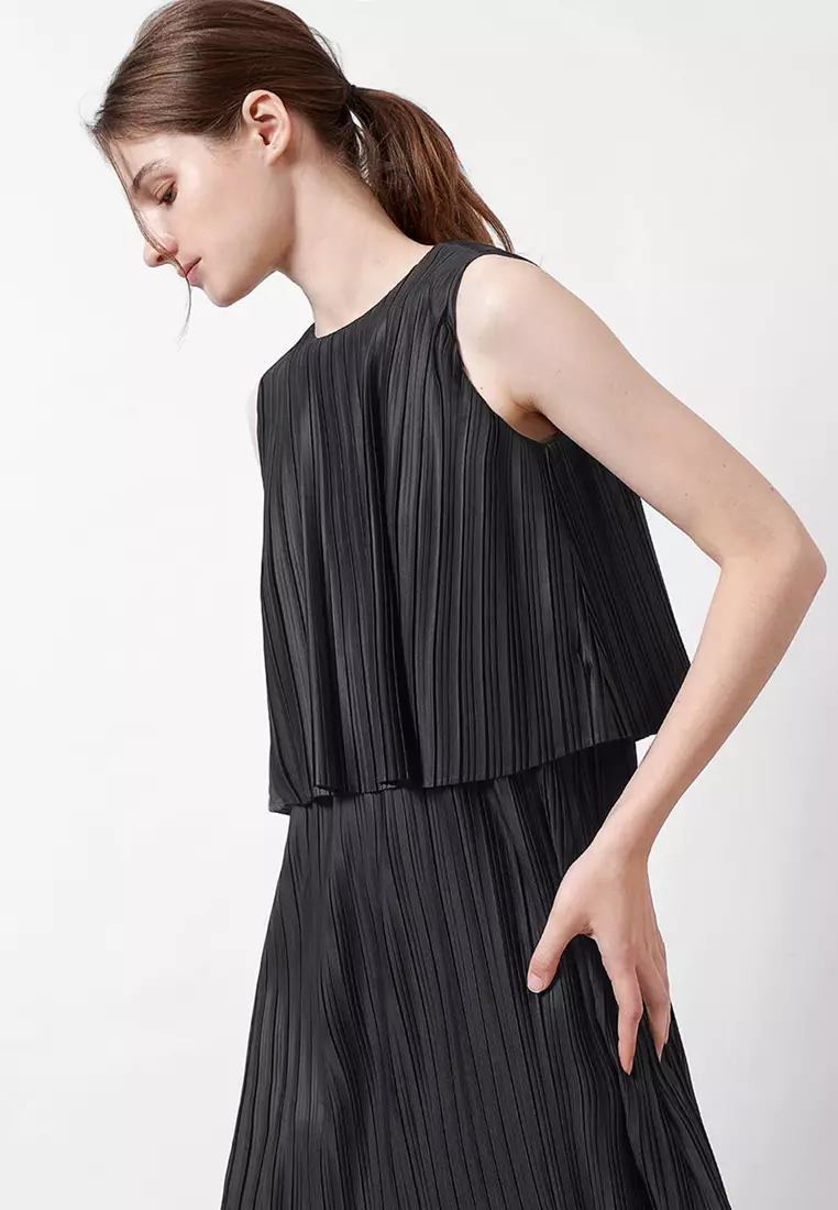 Contrast Pleated Layer Dress