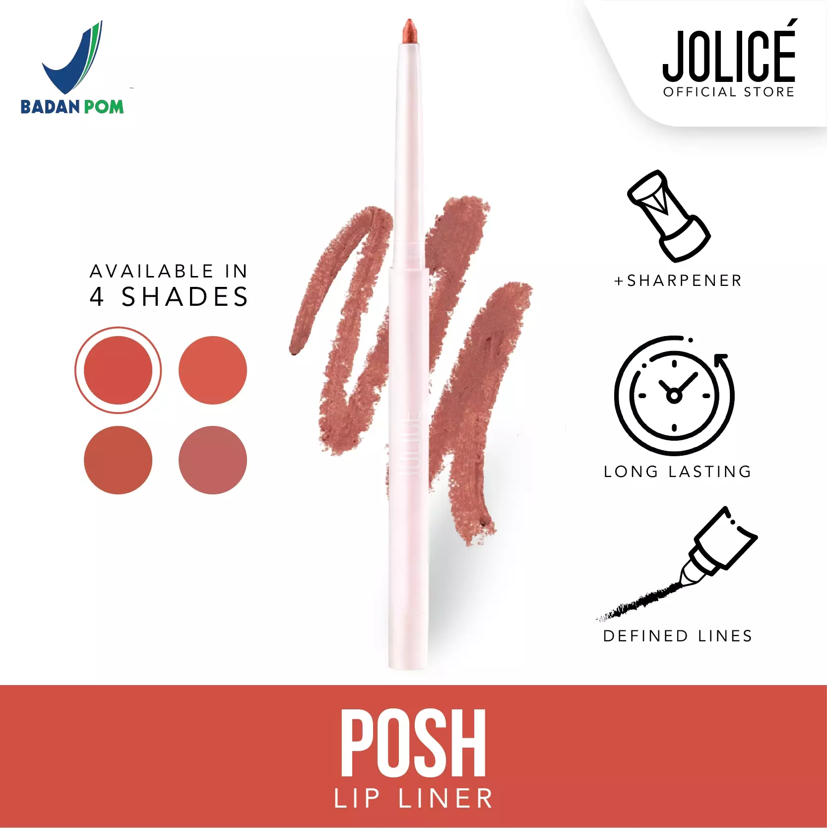 Jolice High Quality Lip Liner/Lip Pencil/Pensil Bibir/Warna Tahan Lama