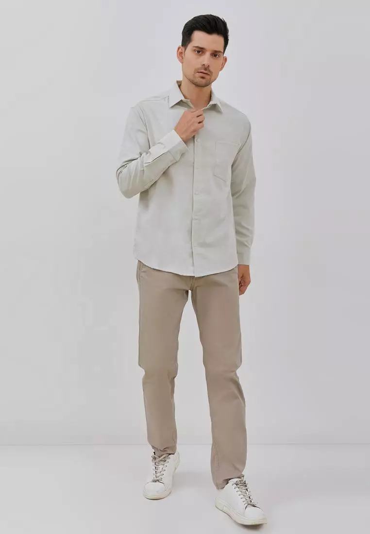 Paulmay Kemeja Pria Reguler Fit Oxford Soft Olive Shirts