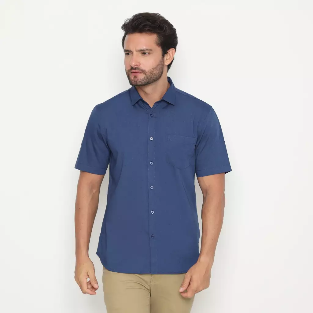 AMK Kemeja Pria Lengan Pendek SHS AIDEN S/S Blue
