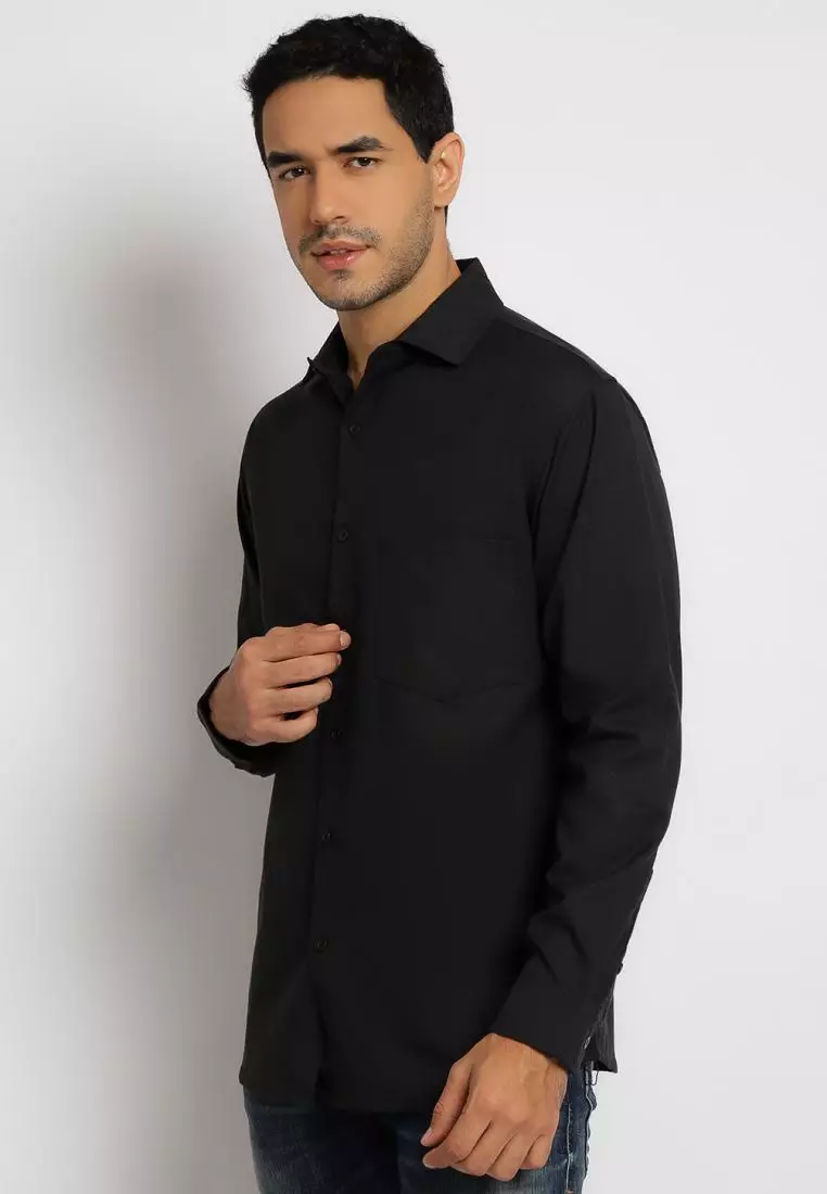 Slim Fit Oxford Black Shirts