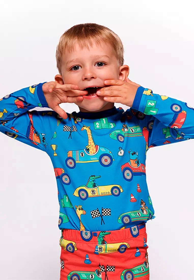 Long-sleeved top with race cars
