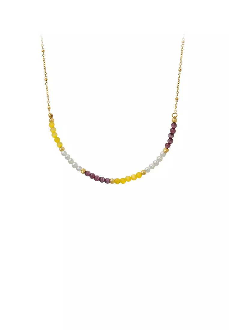 Buy Glamorousky Simple Temperament Plated Gold Beaded Opal