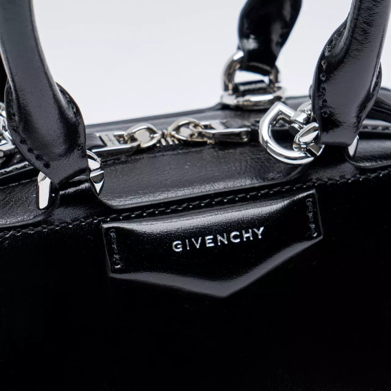 Mini Antigona East-West Bag in Box Leather Black Shw