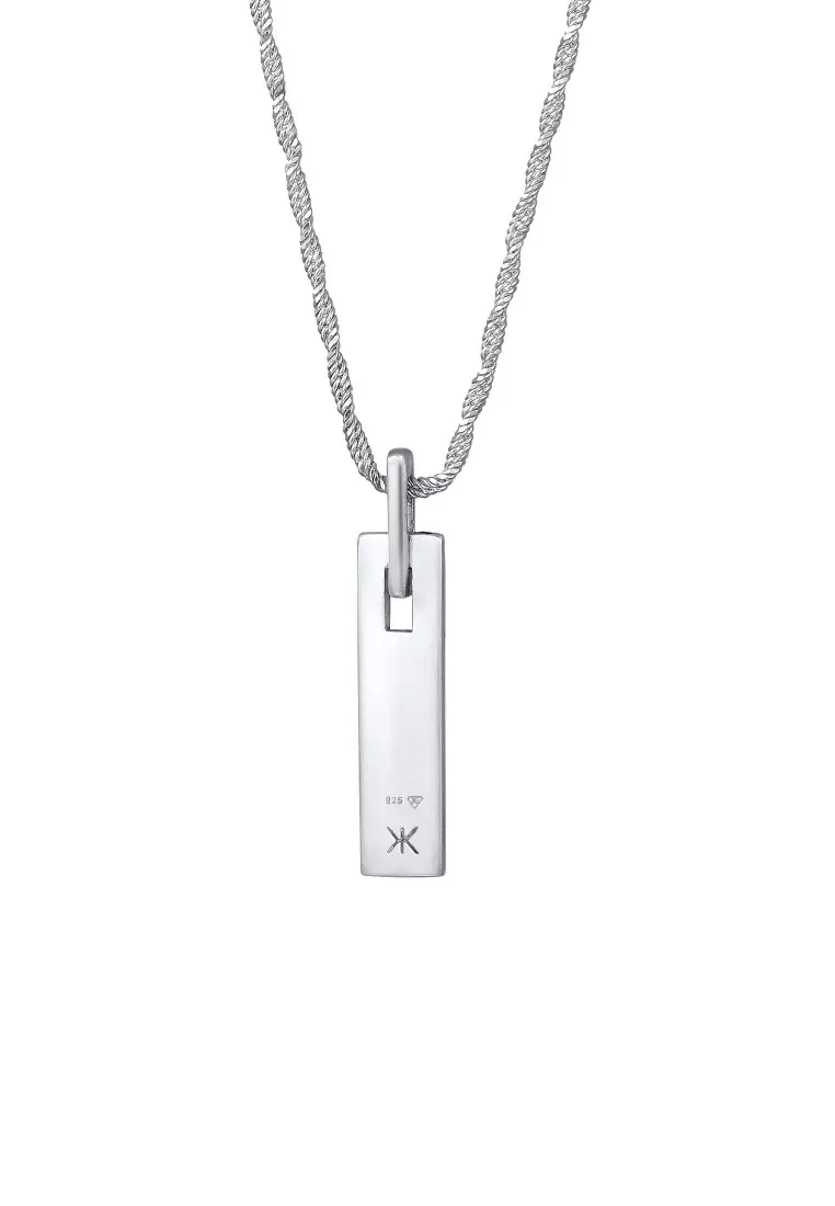 EXCLUSIVE Kalung Perhiasan Perak 925 Pria Rod Pendant Rectangle