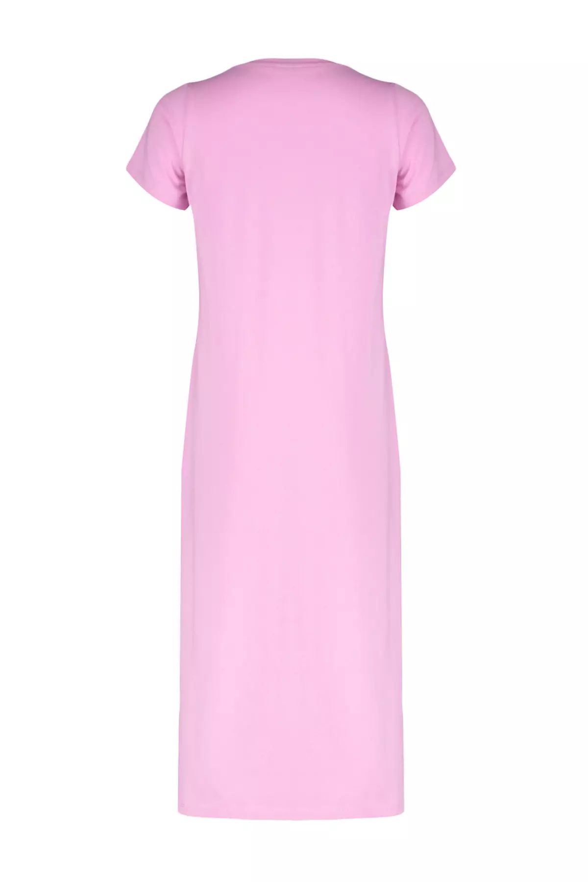 Pink Midi Knitted Dress Plain T Shirt Pocket