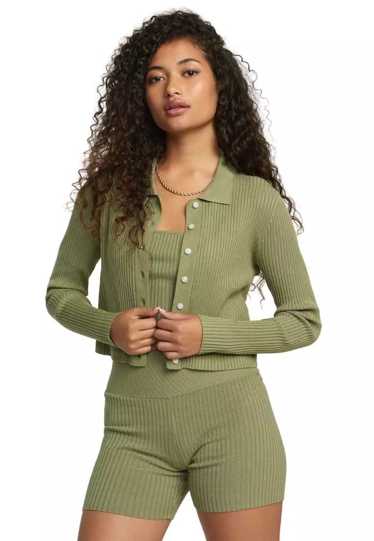 Women Rose Namajunas Fever Rib Knit Fitted Cardigan