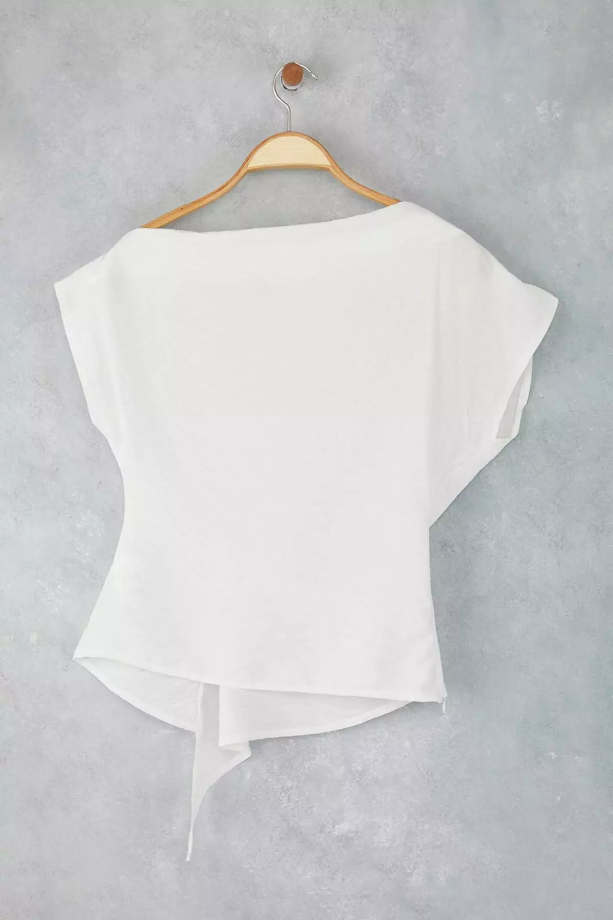 Ecru Boat Neck Fitted Buckle Detailed Blouse