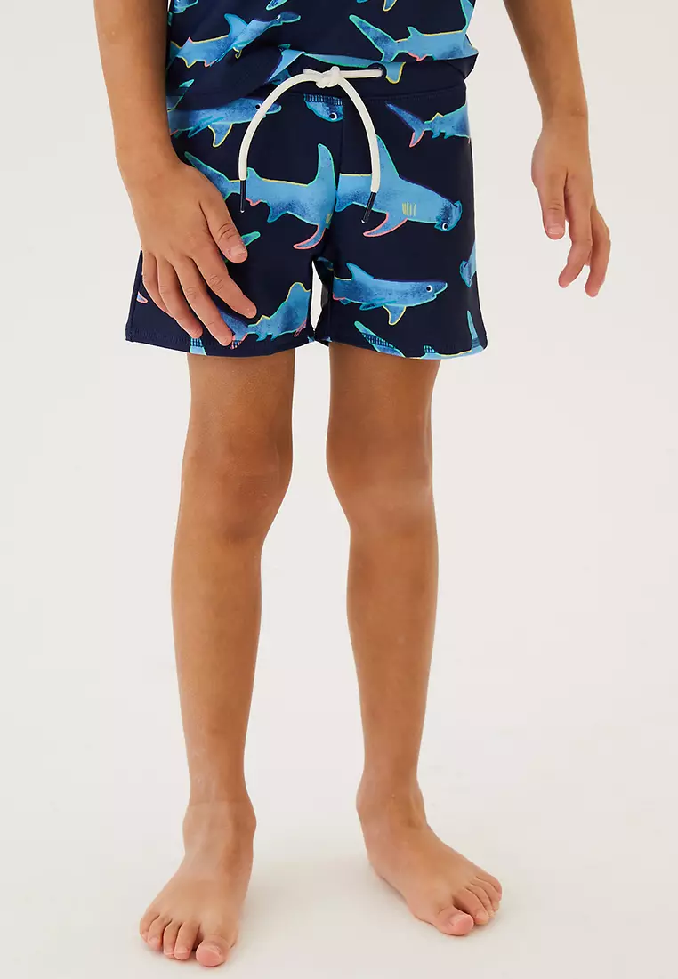 2pk Shark Print Swim Trunks