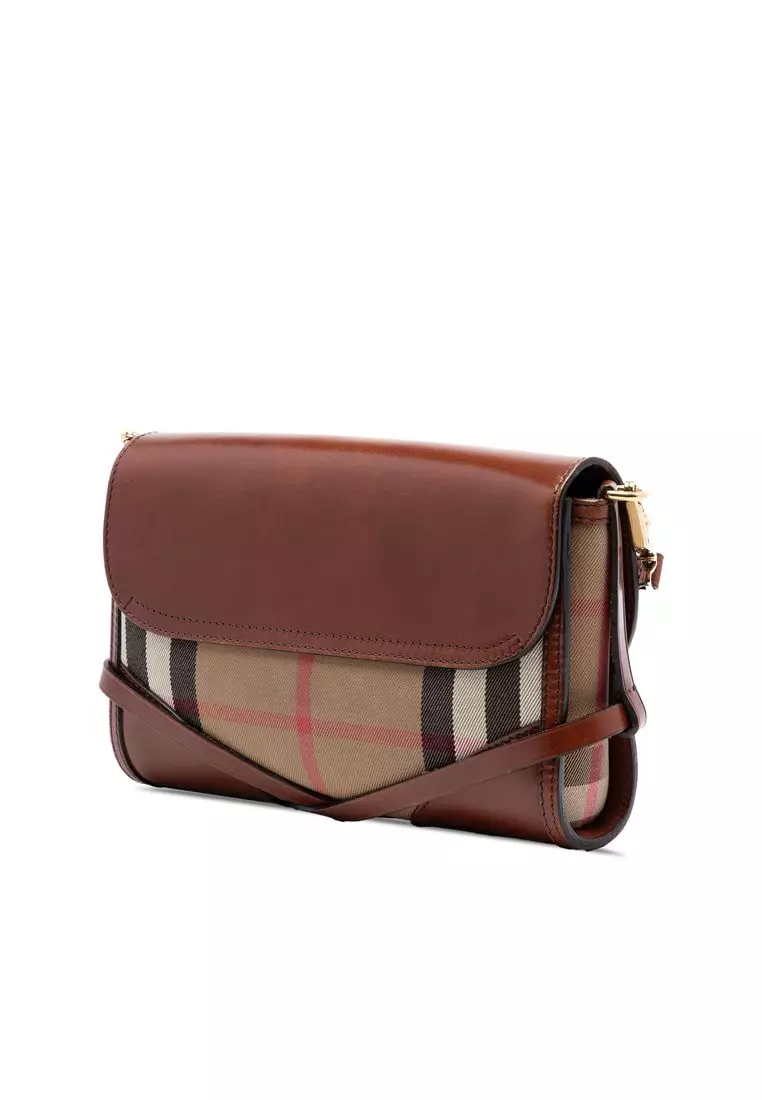 Buy Burberry Pre-Loved Burberry Leather And House Check Canvas