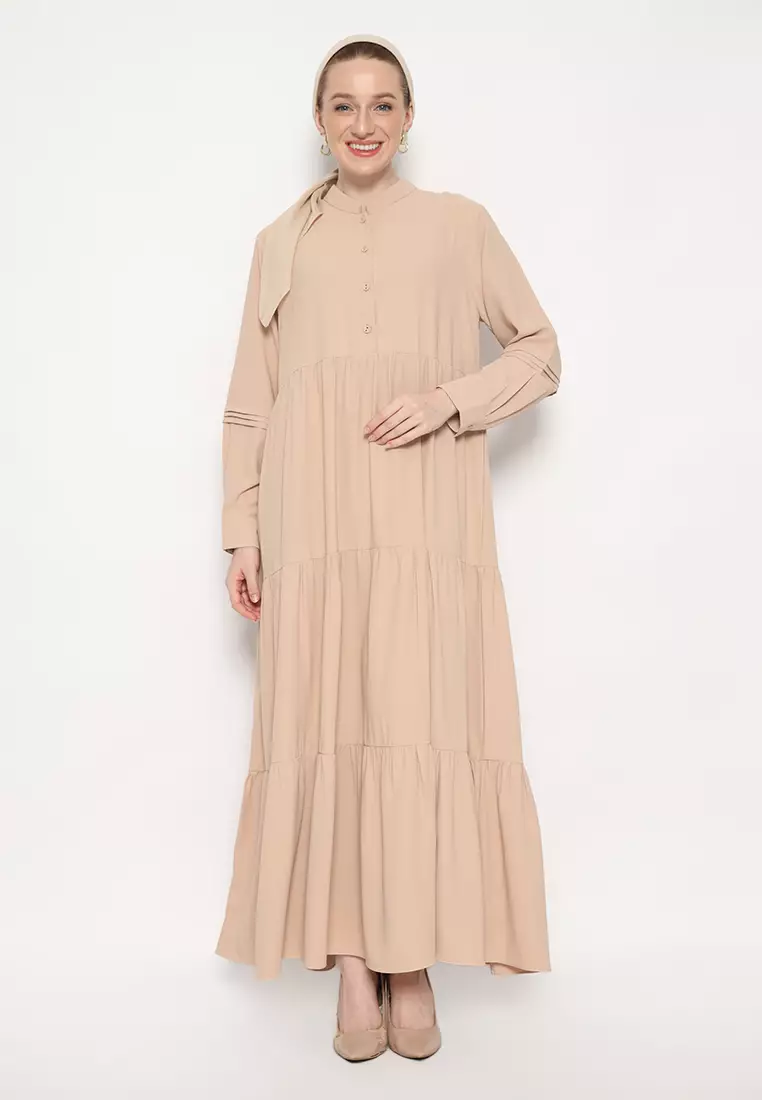 Mosleem Dress Peach Rayon Arlette By Brilliant Girl Warna Salem