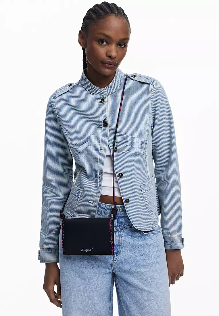 Medium crossbody wallet with stitching