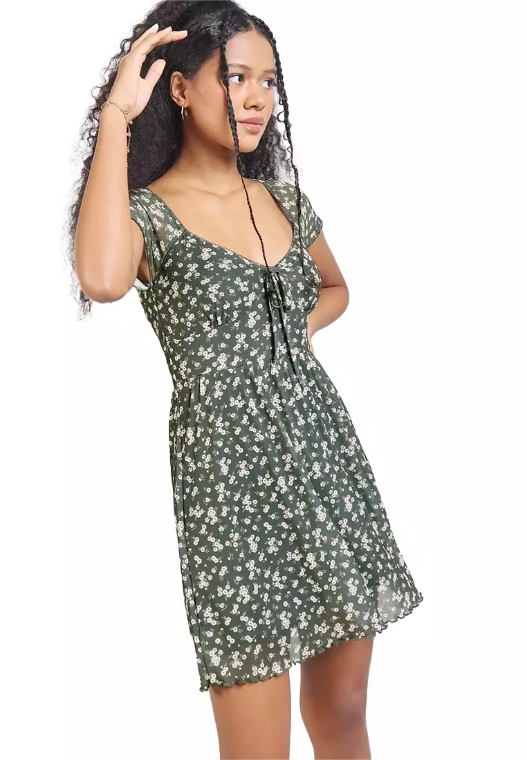 Ditsy Floral Mesh Mini Dress