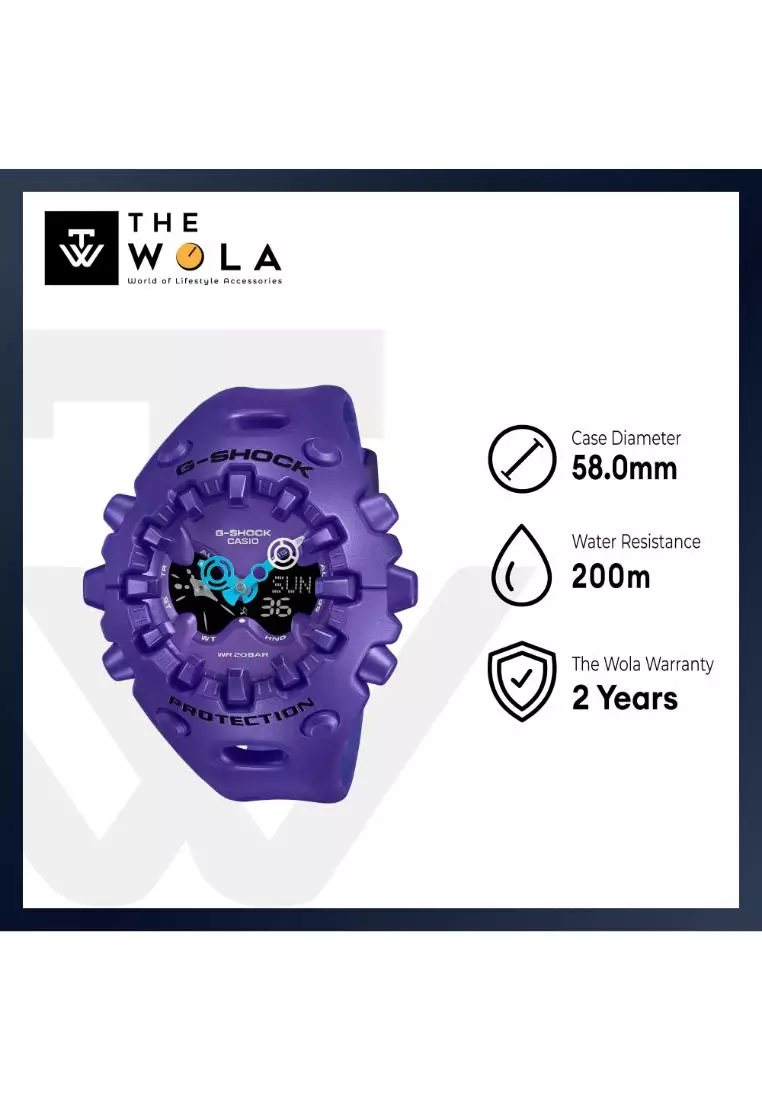 GA-V01-2A Men Analog-Digital Watch with Purple Resin Band