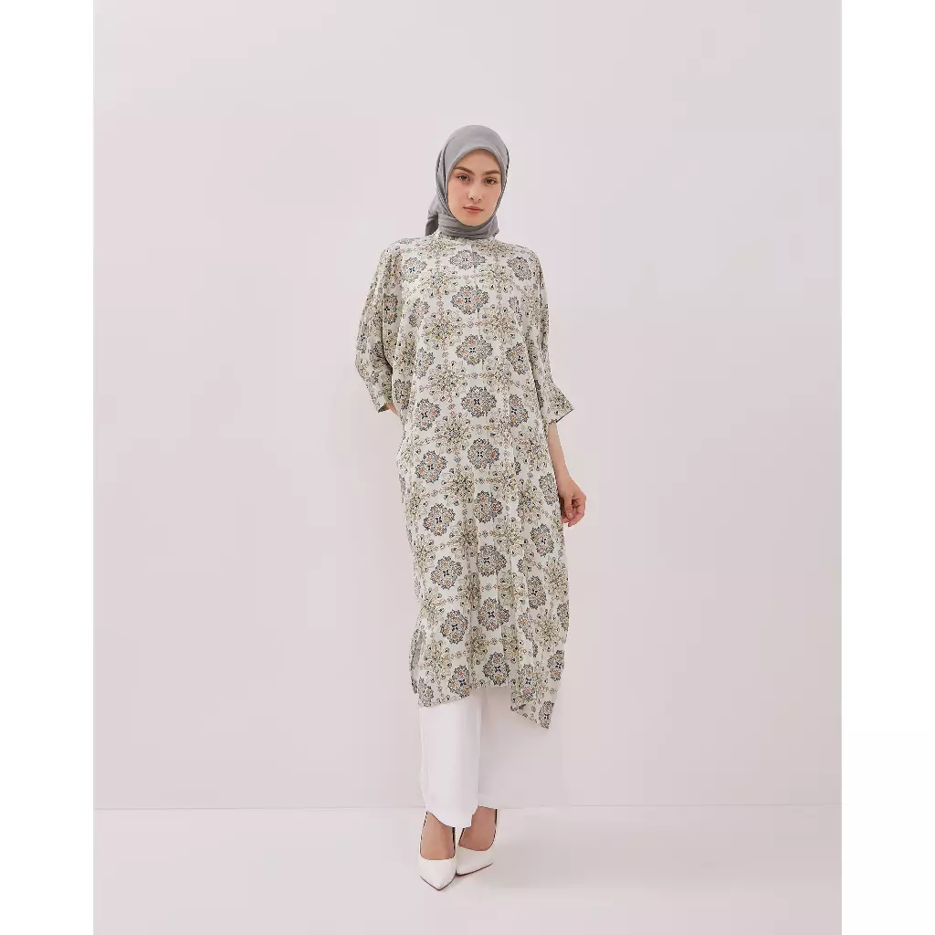 Urban Exchange Kaftan Mindy Beige - Gamis Long Dress Cream Lebaran