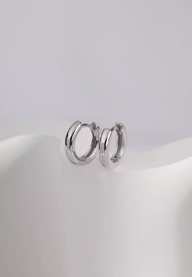 Buy Wanderlust + Co Classic Silver 7mm Baby Huggie Earrings Online ...