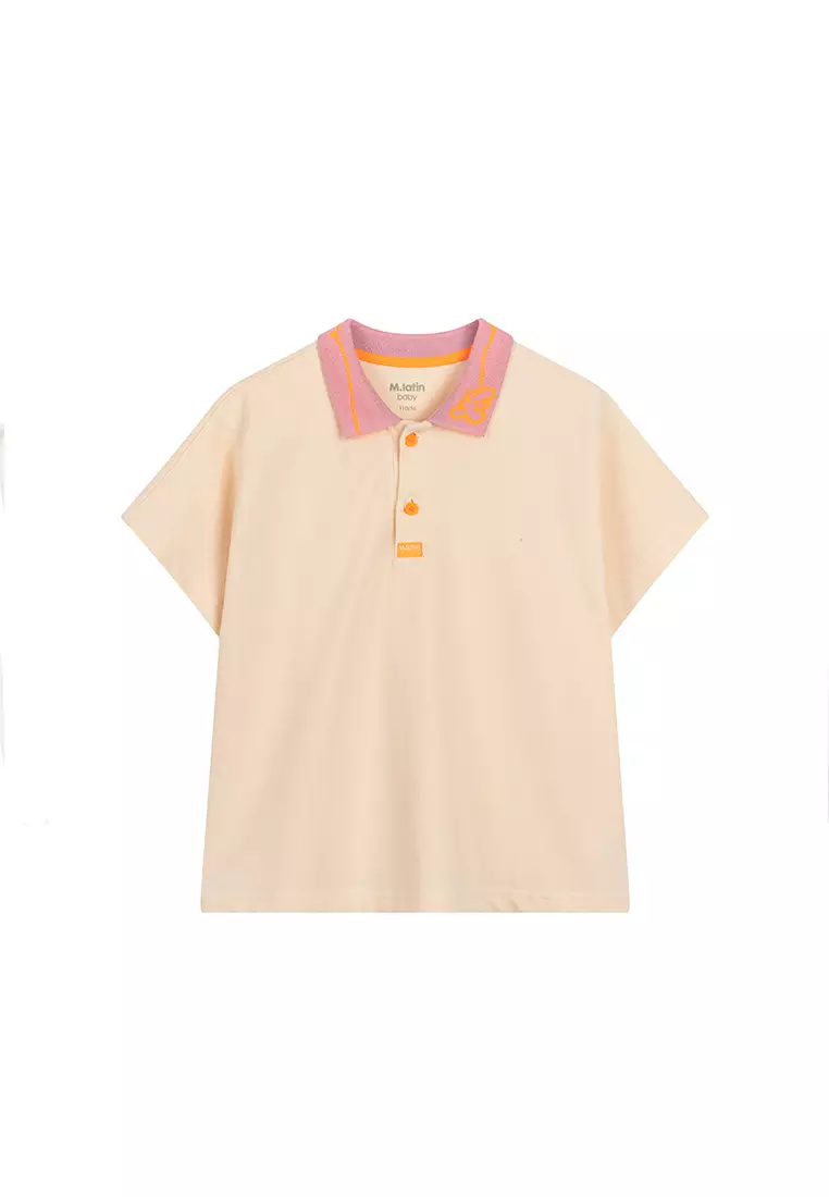 女童短袖T恤撞色翻领半袖polo衫