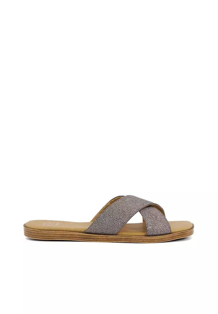 Buy Dune London Luella Textured Strap Flat Sandals Pewter 2025
