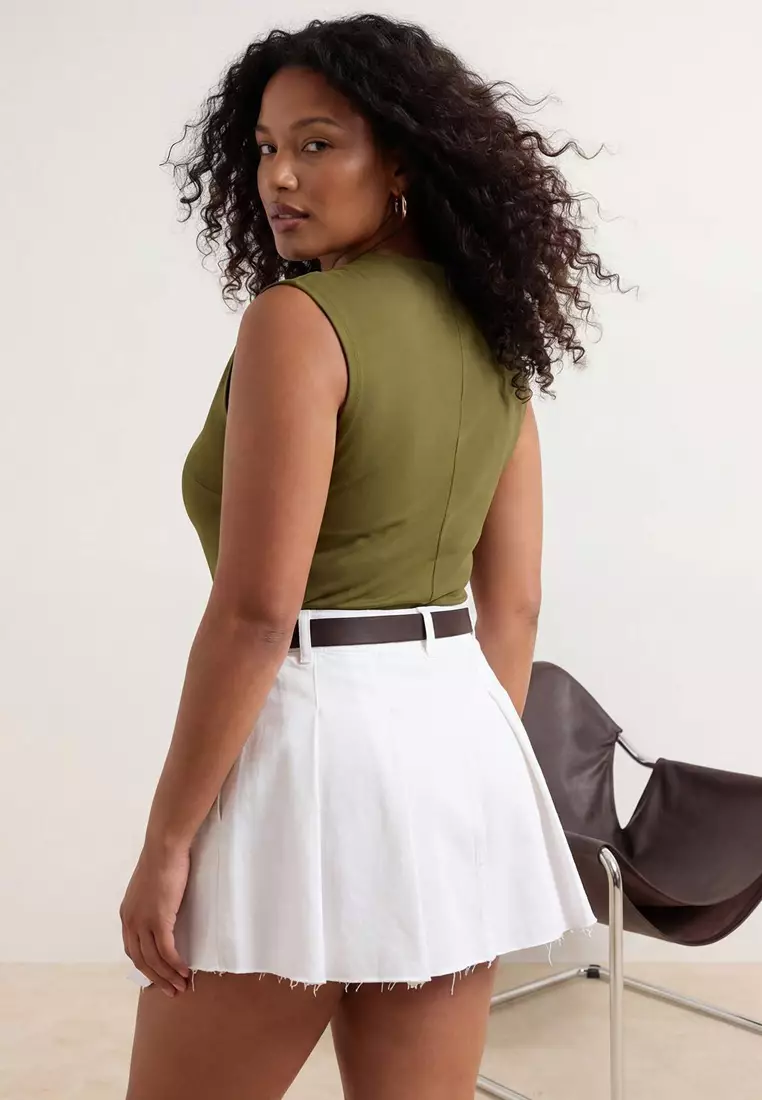 Oil Green Accessory Detailed Draped Flexible Knitted Plus Size Blouse Tbbss26Af00074