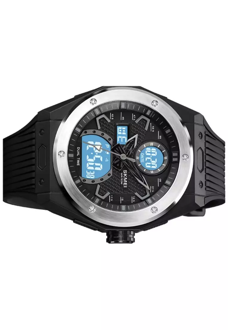 Jam Tangan Analog Digital Pria Waterproof Many Function Strap Tali Material PU Silicone IR41 ORIGINAL