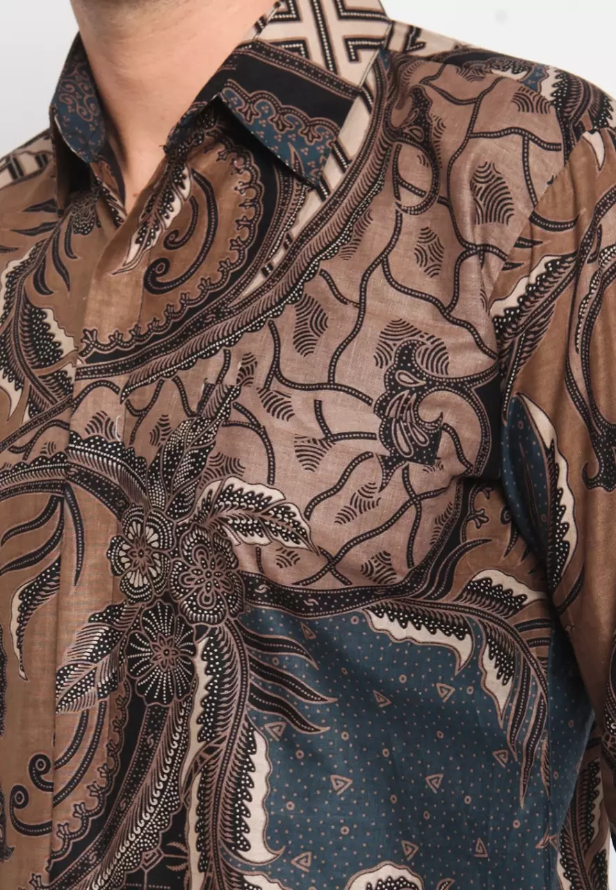 Kemeja Batik Pria Premium Slimfit Elegant Modern Lengan Panjang Wibisana Blu