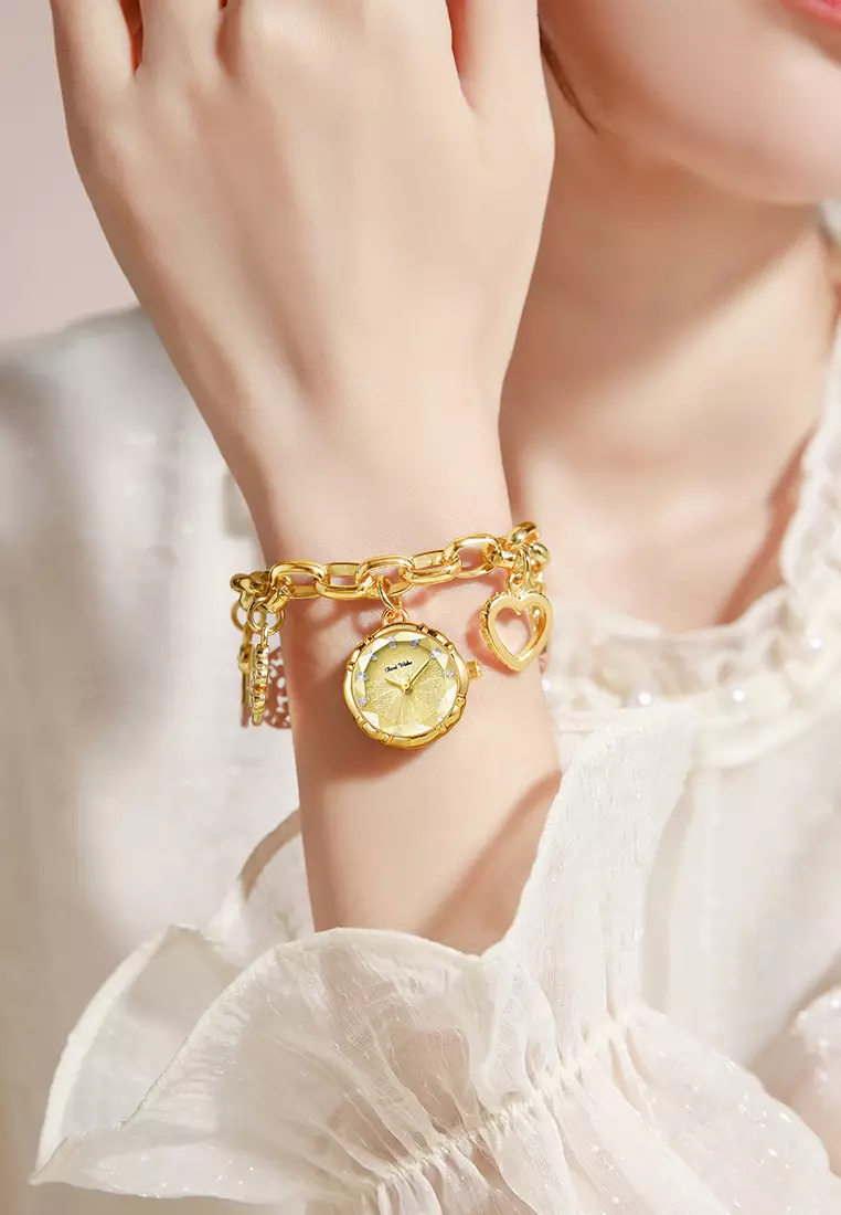 Jam Tangan Wanita Gelang Anti Air Original Mewah Elegan Korea Jam Tangan Cewek Kecil gold